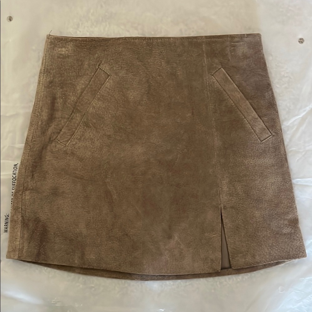 Blank NYC Tan Suede Mini Skirt with Slit